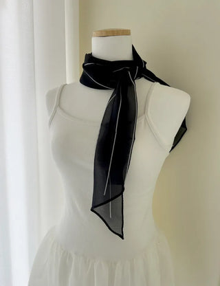 Striped long scarf muffler silk cotton summer