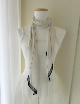 Striped long scarf muffler silk cotton summer