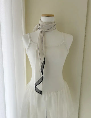 Striped long scarf muffler silk cotton summer