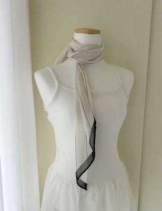 Striped long scarf muffler silk cotton summer