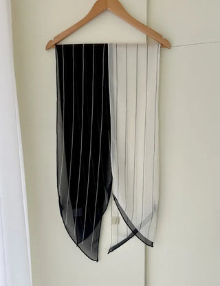 Striped long scarf muffler silk cotton summer