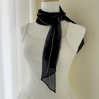 Striped long scarf muffler silk cotton summer