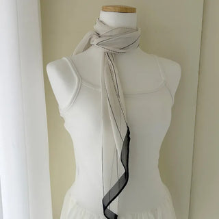 Striped long scarf muffler silk cotton summer