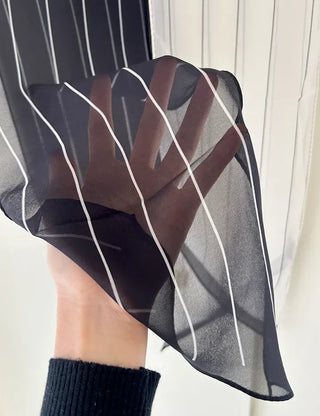 Striped long scarf muffler silk cotton summer