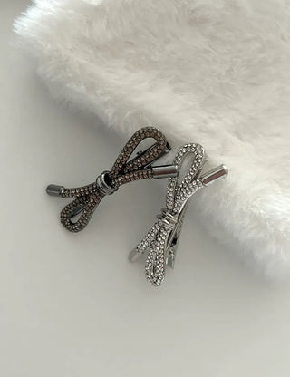 Cubic knot metal ribbon side hair clip