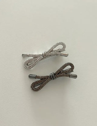 Cubic knot metal ribbon side hair clip