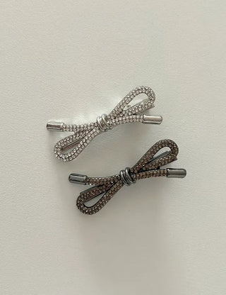 Cubic knot metal ribbon side hair clip