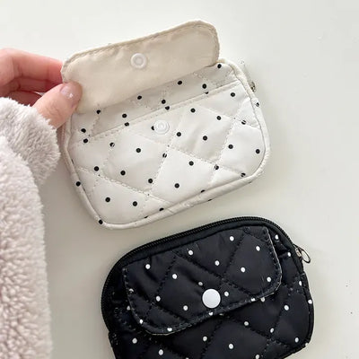 Polka dot card wallet mini pouch pocket zipper coin