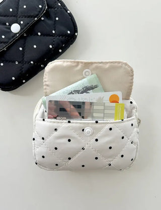 Polka dot card wallet mini pouch pocket zipper coin
