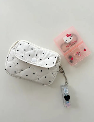 Polka dot card wallet mini pouch pocket zipper coin