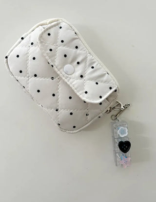 Polka dot card wallet mini pouch pocket zipper coin