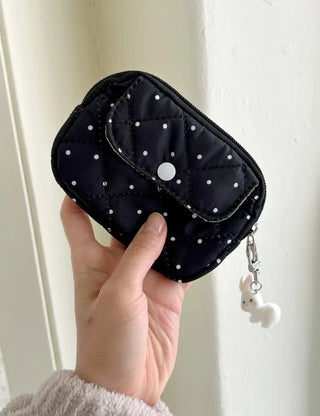 Polka dot card wallet mini pouch pocket zipper coin