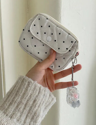 Polka dot card wallet mini pouch pocket zipper coin