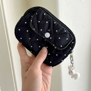 Polka dot card wallet mini pouch pocket zipper coin