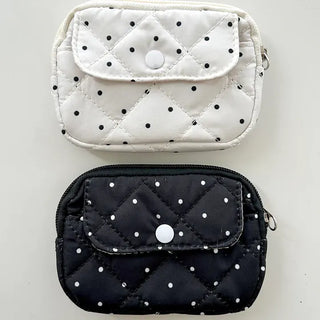 Polka dot card wallet mini pouch pocket zipper coin