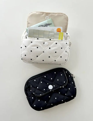Polka dot card wallet mini pouch pocket zipper coin