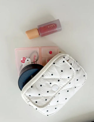 Polka dot card wallet mini pouch pocket zipper coin