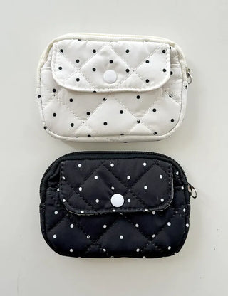 Polka dot card wallet mini pouch pocket zipper coin