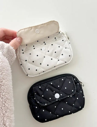Polka dot card wallet mini pouch pocket zipper coin