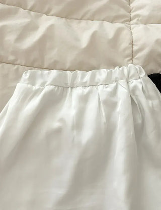 Ribbon lace skirt satin midi skirt layered elastic