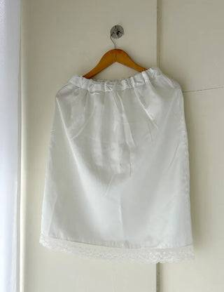 Ribbon lace skirt satin midi skirt layered elastic