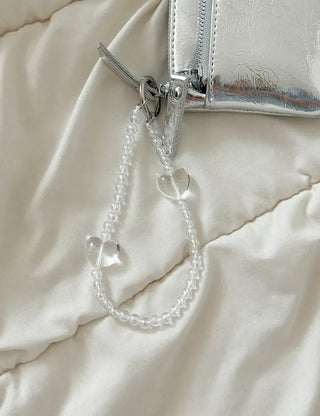 Aurora Heart Bead Keyholder Transparent Phone Strap Keyring