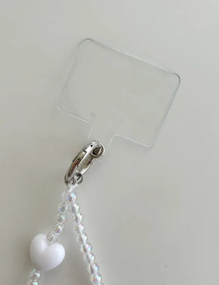 Aurora Heart Bead Keyholder Transparent Phone Strap Keyring