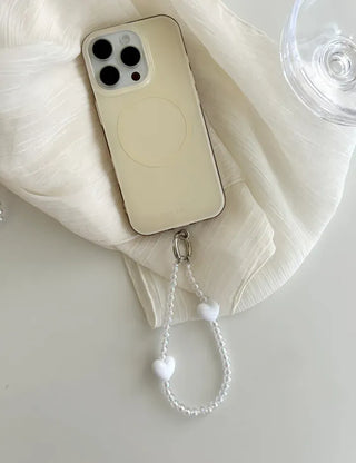 Aurora Heart Bead Keyholder Transparent Phone Strap Keyring