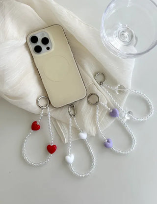 Aurora Heart Bead Keyholder Transparent Phone Strap Keyring
