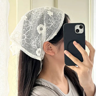 Bandana Hairband Flower Mesh Triangle Spring Kerchief Mary Shop