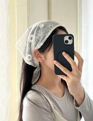 Bandana Hairband Flower Mesh Triangle Spring Kerchief Mary Shop