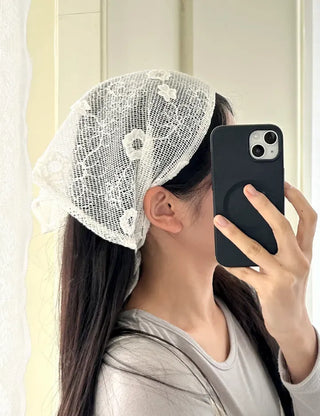 Bandana Hairband Flower Mesh Triangle Spring Kerchief Mary Shop