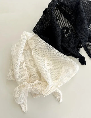 Bandana Hairband Flower Mesh Triangle Spring Kerchief Mary Shop