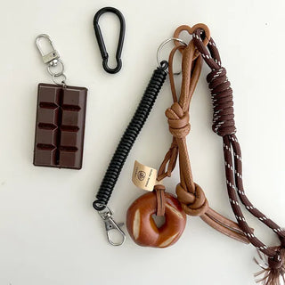 Keyholder Set Pretzel Chocolate Bag Keyring Bag Charm