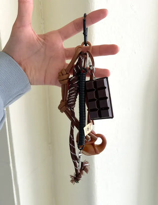 Keyholder Set Pretzel Chocolate Bag Keyring Bag Charm