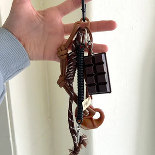 Keyholder Set Pretzel Chocolate Bag Keyring Bag Charm
