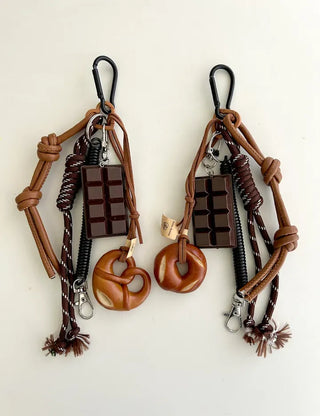 Keyholder Set Pretzel Chocolate Bag Keyring Bag Charm