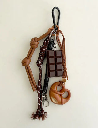 Keyholder Set Pretzel Chocolate Bag Keyring Bag Charm