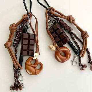 Keyholder Set Pretzel Chocolate Bag Keyring Bag Charm