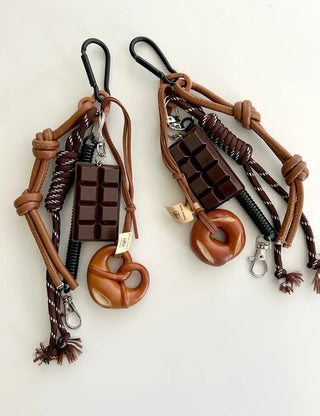Keyholder Set Pretzel Chocolate Bag Keyring Bag Charm
