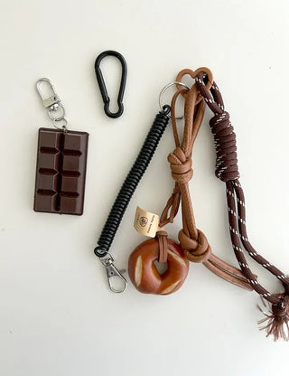 Keyholder Set Pretzel Chocolate Bag Keyring Bag Charm