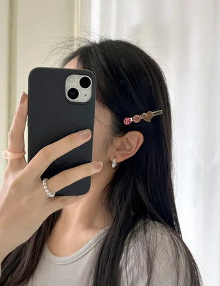 Button hairpin heart vintage hair clip Mary Shop