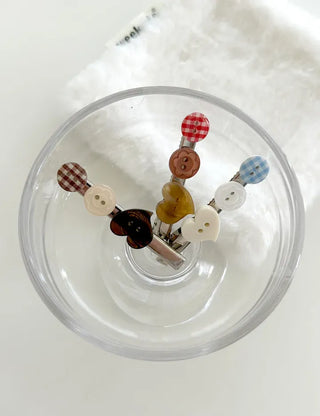 Button hairpin heart vintage hair clip Mary Shop