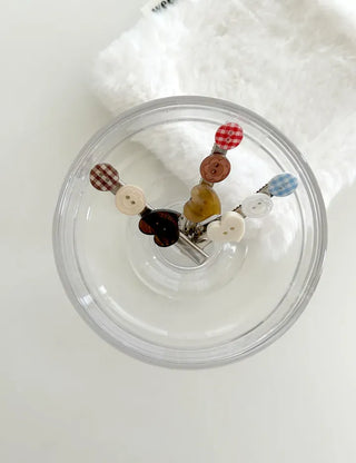 Button hairpin heart vintage hair clip Mary Shop