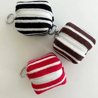 Mini Pouch Keyring Flower Charm Striped Terry Mary Shop