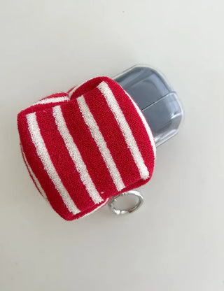 Mini Pouch Keyring Flower Charm Striped Terry Mary Shop