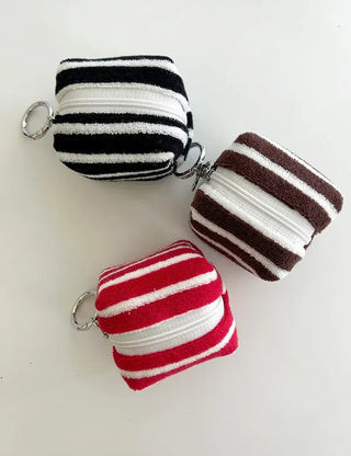 Mini Pouch Keyring Flower Charm Striped Terry Mary Shop