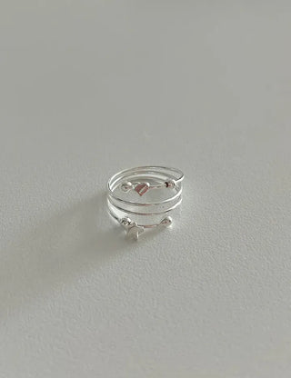 Silver 925 Spring Heart Star Silver Ball Sterling Silver Ring