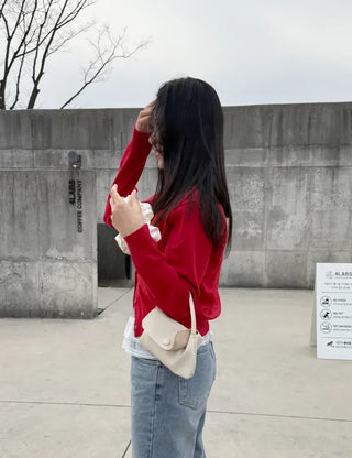 Cotton Spring Cardigan V-neck Knit Basic Merry Shop