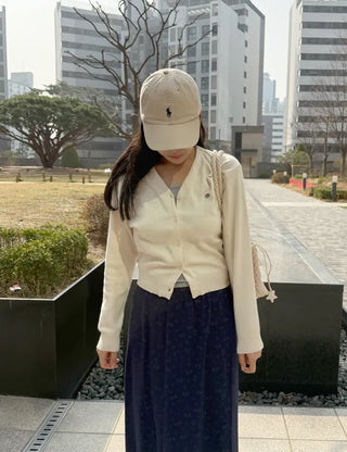 Cotton Spring Cardigan V-neck Knit Basic Merry Shop